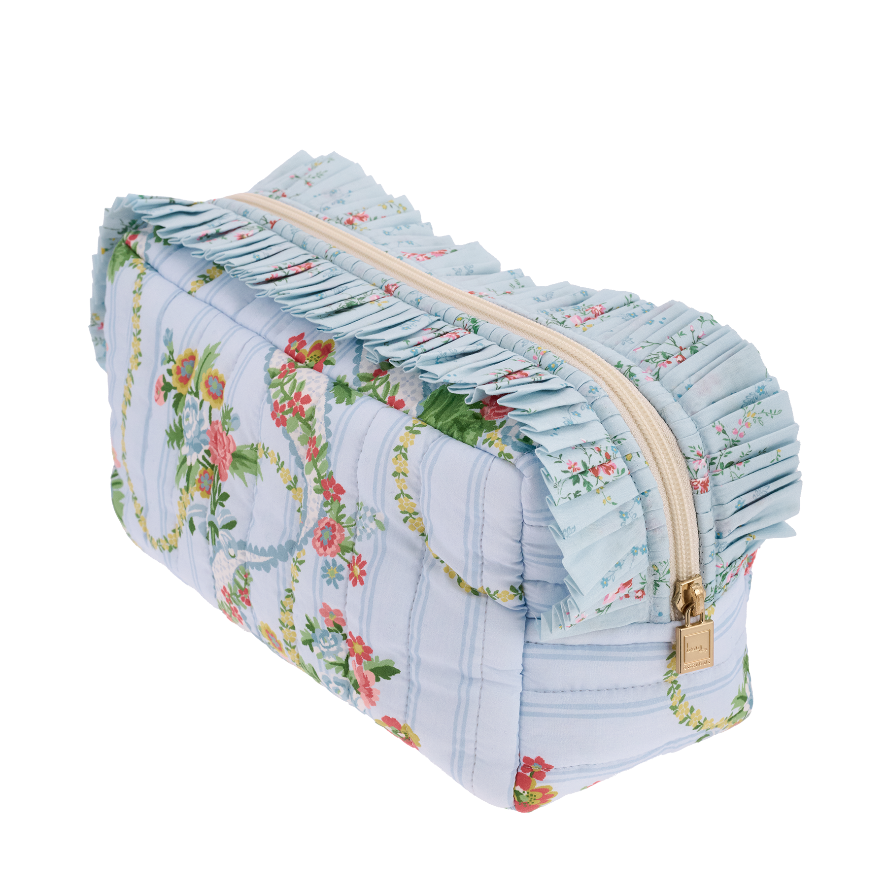 POUCH SQUARE RUFFLES MW LIBERTY RIBBON CASADE from Bon Dep Essentials