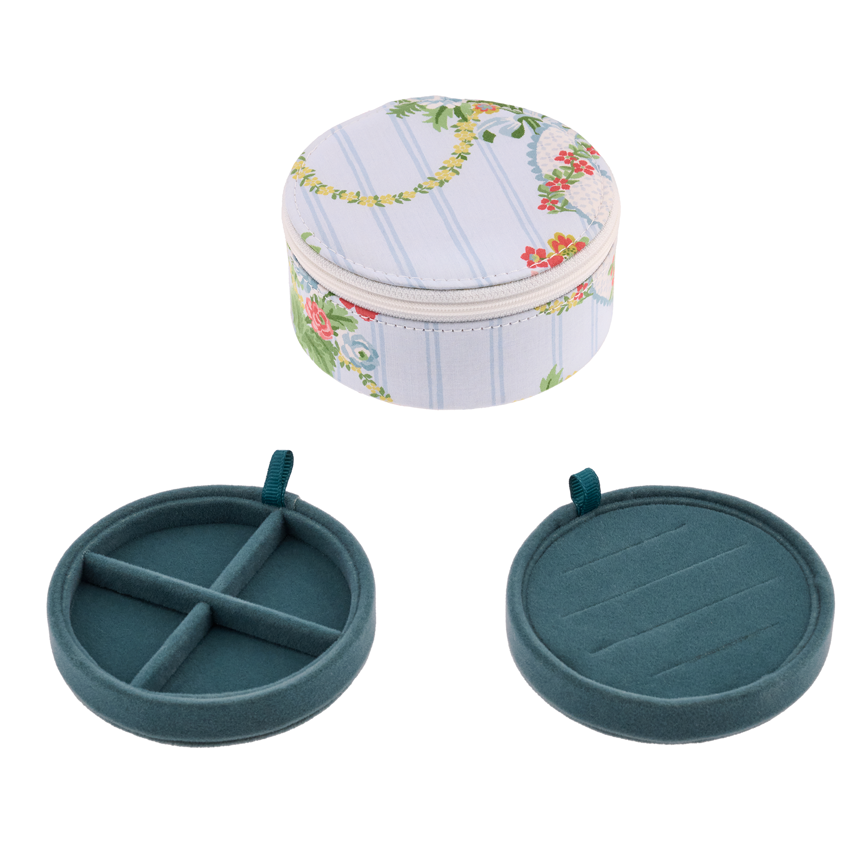 JEWELRY BOX ROUND MW LIBERTY RIBBON CASADE