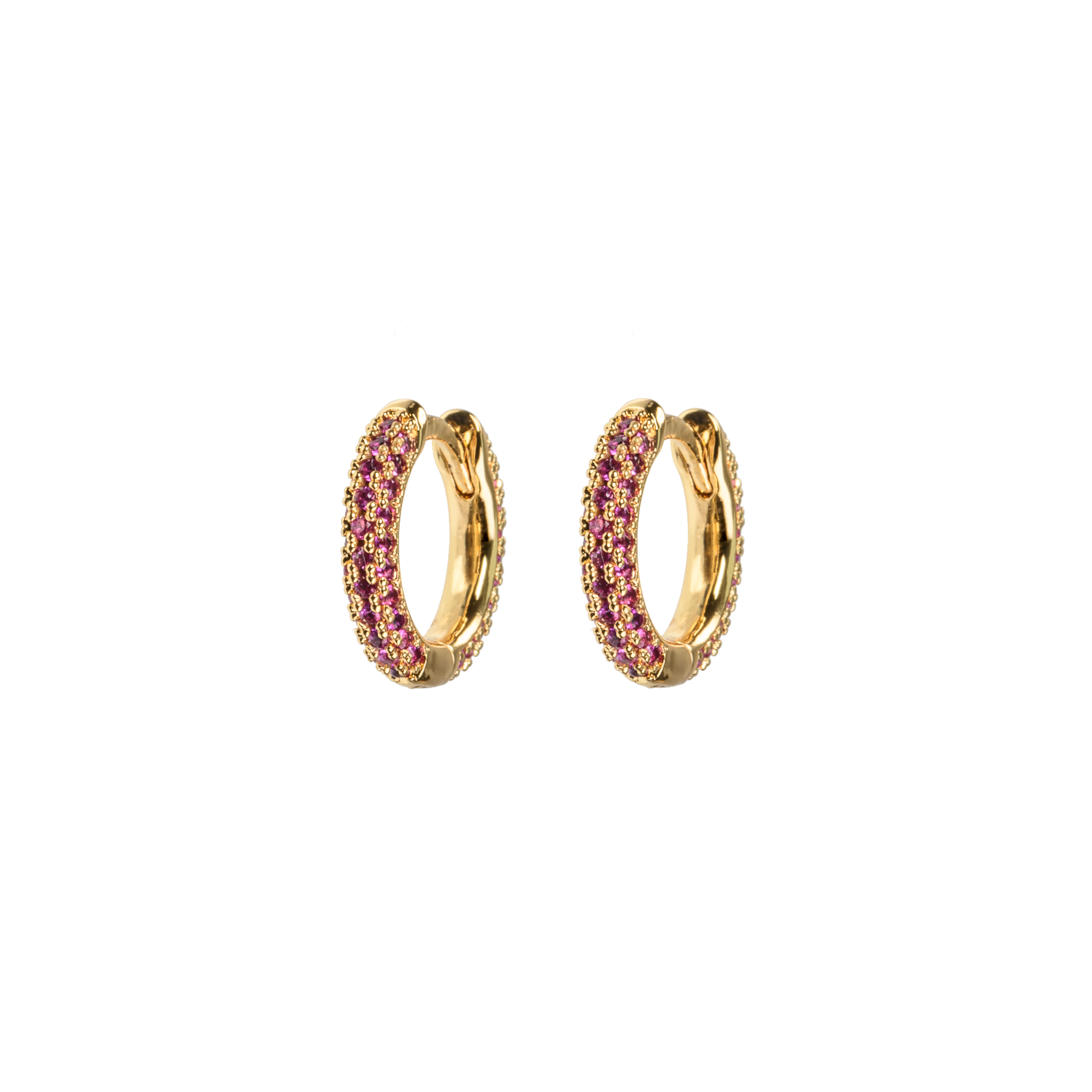 Image of Small stone covered hoops Cerise from Emilia by Bon Dep