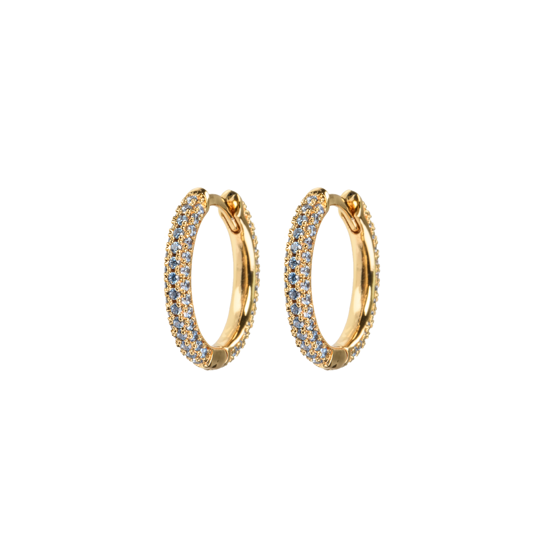 Image of Medium stone covered hoops Blue from Emilia by Bon Dep